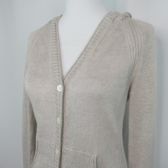 TOMMY BAHAMA Gray Lea Hooded Knit Linen Cardigan Button V-Neck Sweater Size XS - Picture 4 of 14